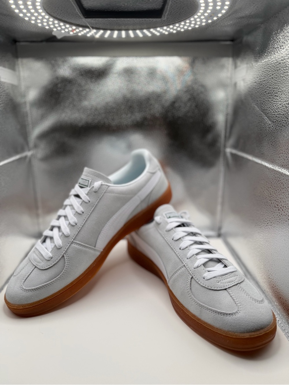 Puma Men’s White Low-Top Sneakers with Gum Sole